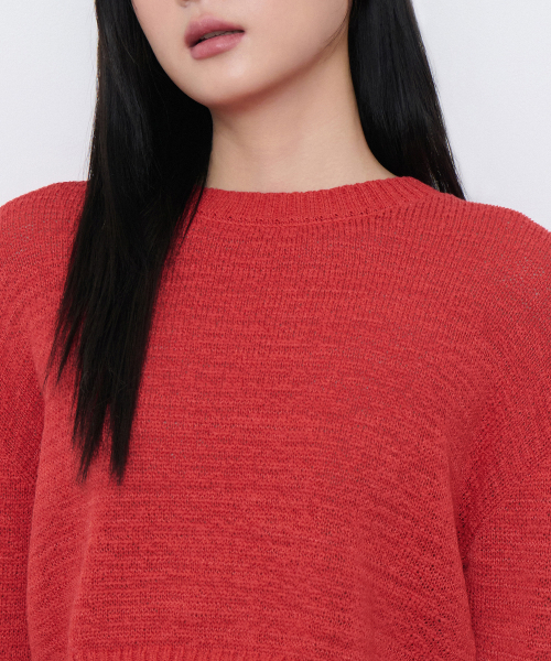 MUSINSA STANDARD WOMAN（ムシンサスタンダードウーマン）の「ウィメンズフラットヤンクロップニット[レッド]（ニット/セーター・レディース・その他・S/M/L）」の3枚目の写真