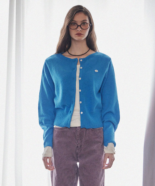 FRENCH BOAT NECK CARDIGAN_AQUA BLUE