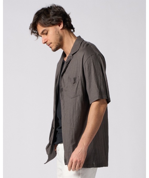 wjk（ダヴルジェイケイ）の「ex.comfy wool open collar shirt（シャツ/ブラウス・メンズ・グレー/ブラック・SMALL/MEDIUM/LARGE/X-LARGE）」の4枚目の写真