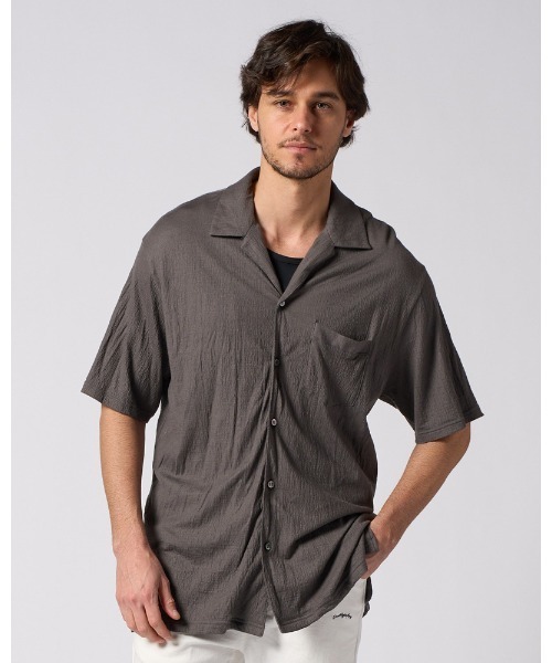 wjk（ダヴルジェイケイ）の「ex.comfy wool open collar shirt（シャツ/ブラウス・メンズ・グレー/ブラック・SMALL/MEDIUM/LARGE/X-LARGE）」の6枚目の写真
