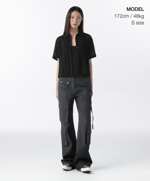 MUSINSA STANDARD WOMAN（ムシンサスタンダードウーマン）の「ウィメンズリラックスクロシェ半袖シャツ[ブラック]（シャツ/ブラウス・レディース・その他・SMALL/MEDIUM/X-SMALL/LARGE）」の2枚目の写真