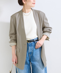 B.C STOCK（ベーセーストック）の「手洗い可   リネンライクC LESSジャケット（ノーカラージャケット）」