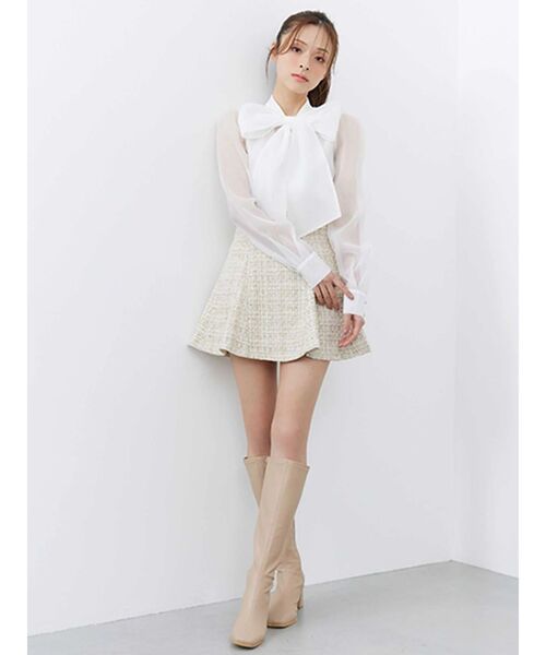 MERCURYDUO（マーキュリーデュオ）の「オーガンジービッグボウタイブラウス（シャツ/ブラウス・レディース・オフホワイト/ピンク・FREE）」の3枚目の写真