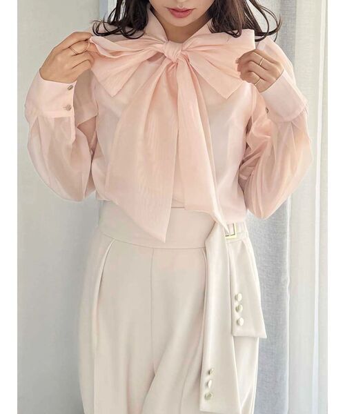 MERCURYDUO（マーキュリーデュオ）の「オーガンジービッグボウタイブラウス（シャツ/ブラウス・レディース・オフホワイト/ピンク・FREE）」の11枚目の写真