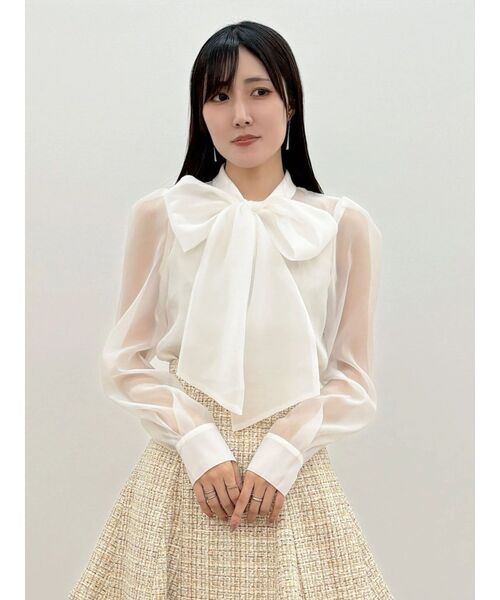 MERCURYDUO（マーキュリーデュオ）の「オーガンジービッグボウタイブラウス（シャツ/ブラウス・レディース・オフホワイト/ピンク・FREE）」の15枚目の写真