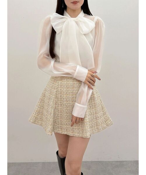 MERCURYDUO（マーキュリーデュオ）の「オーガンジービッグボウタイブラウス（シャツ/ブラウス・レディース・オフホワイト/ピンク・FREE）」の17枚目の写真