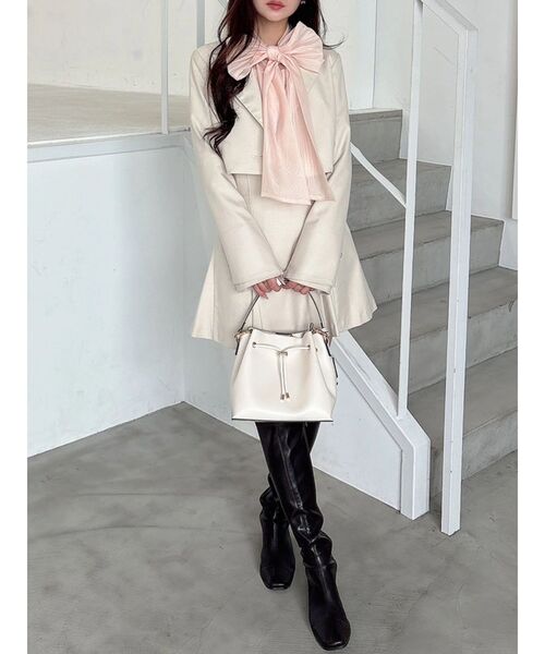 MERCURYDUO（マーキュリーデュオ）の「オーガンジービッグボウタイブラウス（シャツ/ブラウス・レディース・オフホワイト/ピンク/ライトグレー・FREE）」の4枚目の写真