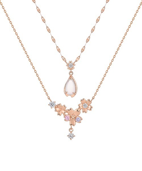 Canal 4℃（カナルヨンドシー）の「【SAKURA Collction】シルバー ネックレス 2本セット（ネックレス・レディース・ピンクゴールド・FREE）」の2枚目の写真