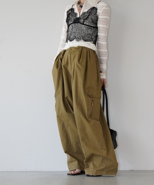 ボリュームタックワイドカーゴパンツ chw26s099-ファッション通販