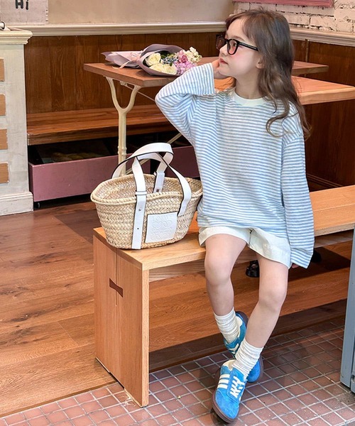 aimoha(アイモハ)の「【aimoha-KIDS-】キッズ シアーボーダーロングTシャツ(Tシャツ/カットソー・キッズ・ブルー・100/110/120/130/140/150/160)」の6枚目の写真