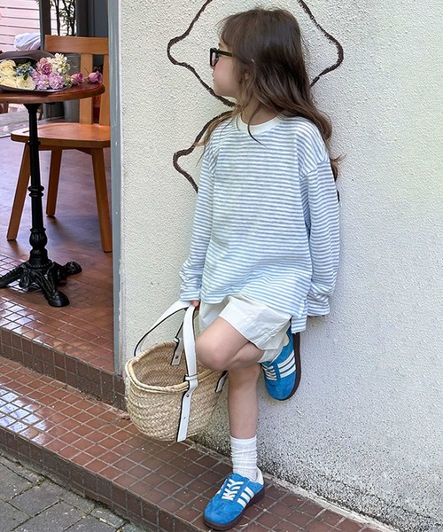 aimoha(アイモハ)の「【aimoha-KIDS-】キッズ シアーボーダーロングTシャツ(Tシャツ/カットソー・キッズ・ブルー・100/110/120/130/140/150/160)」の3枚目の写真