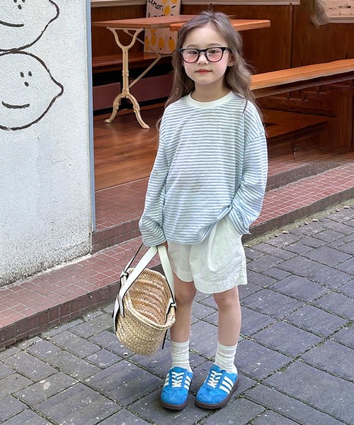 aimoha(アイモハ)の「【aimoha-KIDS-】キッズ シアーボーダーロングTシャツ(Tシャツ/カットソー・キッズ・ブルー・100/110/120/130/140/150/160)」の2枚目の写真