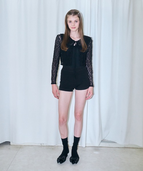 mieya mieya(ミーヤミーヤ)の「【mieya mieya】BABY LACE CARDIGAN/ベビーレースカーディガン(カーディガン/ボレロ・レディース・ホワイト/ブラック/ピンク・FREE)」の7枚目の写真