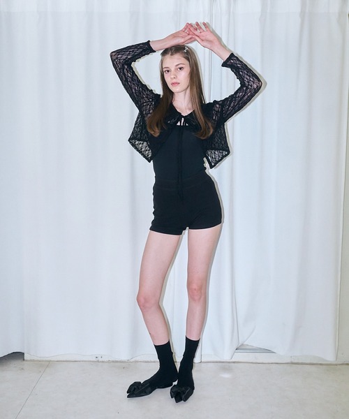 mieya mieya(ミーヤミーヤ)の「【mieya mieya】BABY LACE CARDIGAN/ベビーレースカーディガン(カーディガン/ボレロ・レディース・ホワイト/ブラック/ピンク・FREE)」の5枚目の写真
