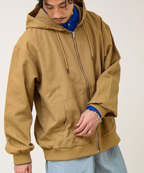 GLOSTER(グロスター)の「【タフに着回す】キャンバス/デニム ジップパーカー(ブルゾン・メンズ・ベージュ/カモフラージュ/インディゴブルー・L/M)」の1枚目の写真