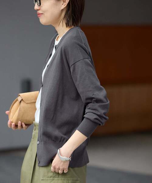 SLOBE IENA（スローブイエナ）の「《シリーズあり》コットンキュプラクルーネックカーディガン（カーディガン/ボレロ・レディース・アイボリー/ベージュ/ピンク/チャコールグレー・FREE）」の15枚目の写真