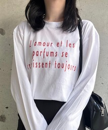 レッド英字デザインロンT/長袖Tシャツ