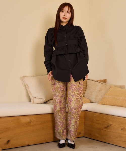 mysty woman（ミスティウーマン）の「ビスチェSETレギュラーシャツLS　659799（シャツ/ブラウス・レディース・オフホワイト/ブラック/ブルー・FREE）」の7枚目の写真