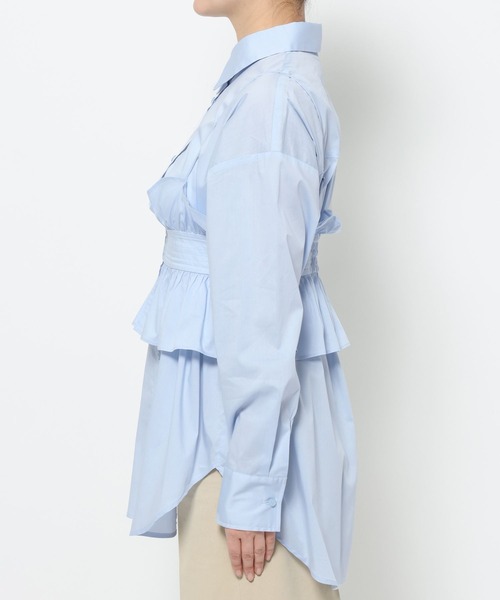 mysty woman（ミスティウーマン）の「ビスチェSETレギュラーシャツLS　659799（シャツ/ブラウス・レディース・オフホワイト/ブラック/ブルー・FREE）」の11枚目の写真