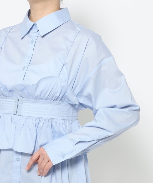 mysty woman（ミスティウーマン）の「ビスチェSETレギュラーシャツLS　659799（シャツ/ブラウス・レディース・オフホワイト/ブラック/ブルー・FREE）」の14枚目の写真