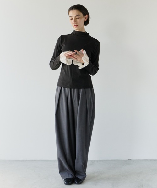 Libra Cue(リブラ キュー)の「フリルチュールスリーブカットソー(Tシャツ/カットソー・レディース・アイボリー/ブラック・FREE)」の9枚目の写真