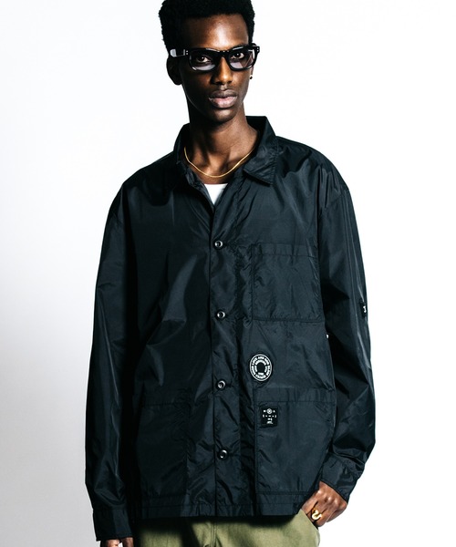 PATCHWORK LOGO NYLON WINDBREAKER SHIRT JACKET