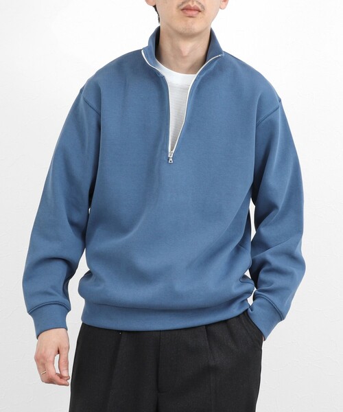 NOLLEY’S(ノーリーズ)の「リブダンボール スタンドハーフジップ プルオーバー 26SS(スウェット・メンズ・グレイッシュブルー/ダークネイビー/ライトグレー/ベージュ・M/S/XL/L)」の5枚目の写真
