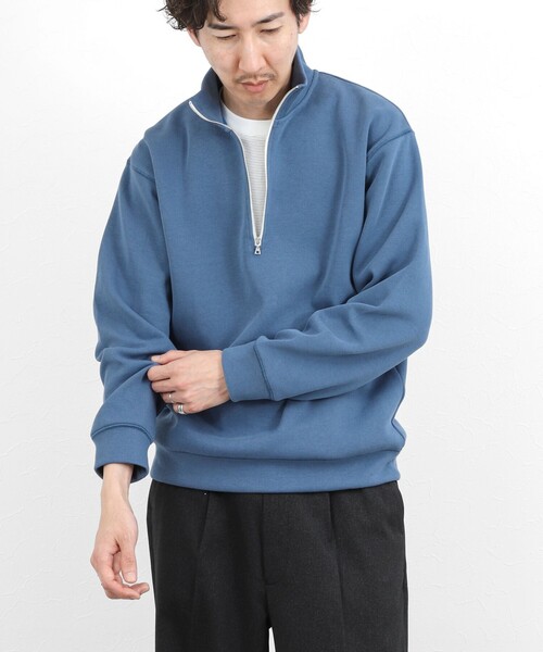 NOLLEY’S(ノーリーズ)の「リブダンボール スタンドハーフジップ プルオーバー 26SS(スウェット・メンズ・グレイッシュブルー/ダークネイビー/ライトグレー/ベージュ・M/S/XL/L)」の6枚目の写真