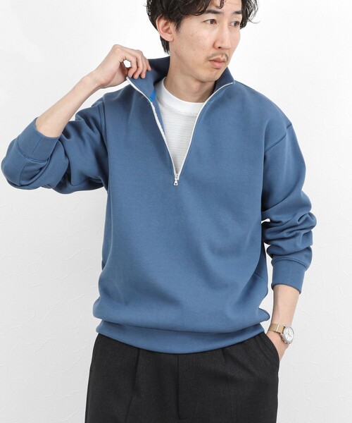 NOLLEY’S(ノーリーズ)の「リブダンボール スタンドハーフジップ プルオーバー 26SS(スウェット・メンズ・グレイッシュブルー/ダークネイビー/ライトグレー/ベージュ・M/S/XL/L)」の7枚目の写真