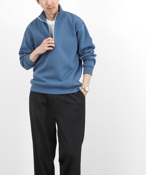 NOLLEY’S(ノーリーズ)の「リブダンボール スタンドハーフジップ プルオーバー 26SS(スウェット・メンズ・グレイッシュブルー/ダークネイビー/ライトグレー/ベージュ・M/S/XL/L)」の8枚目の写真