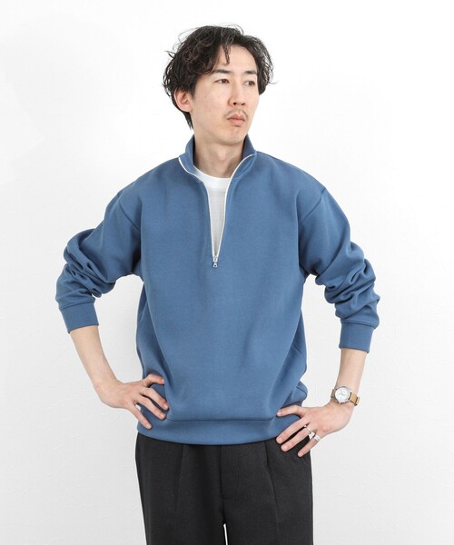 NOLLEY’S(ノーリーズ)の「リブダンボール スタンドハーフジップ プルオーバー 26SS(スウェット・メンズ・グレイッシュブルー/ダークネイビー/ライトグレー/ベージュ・M/S/XL/L)」の10枚目の写真