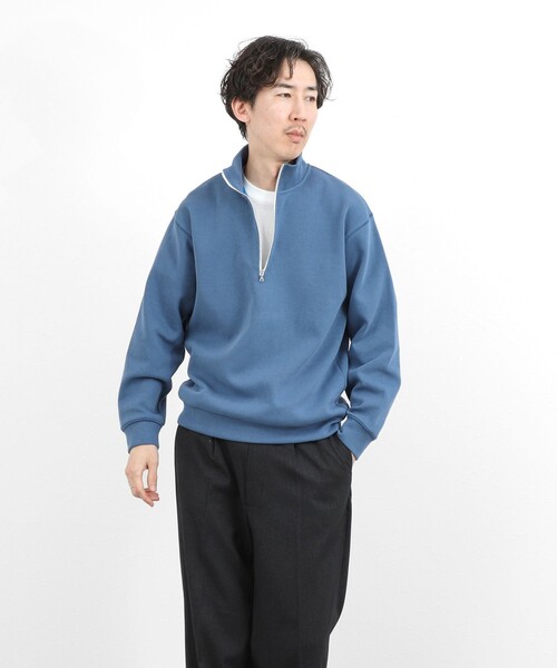 NOLLEY’S(ノーリーズ)の「リブダンボール スタンドハーフジップ プルオーバー 26SS(スウェット・メンズ・グレイッシュブルー/ダークネイビー/ライトグレー/ベージュ・M/S/XL/L)」の13枚目の写真