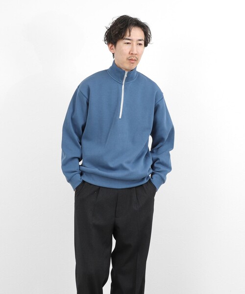 NOLLEY’S(ノーリーズ)の「リブダンボール スタンドハーフジップ プルオーバー 26SS(スウェット・メンズ・グレイッシュブルー/ダークネイビー/ライトグレー/ベージュ・M/S/XL/L)」の14枚目の写真