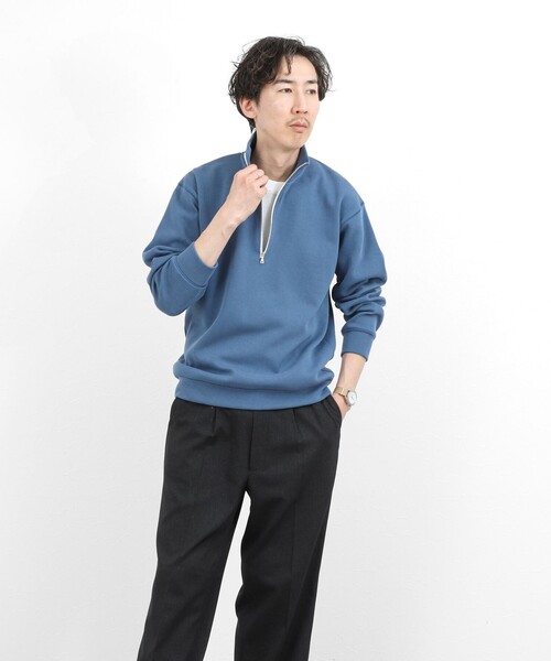 NOLLEY’S(ノーリーズ)の「リブダンボール スタンドハーフジップ プルオーバー 26SS(スウェット・メンズ・グレイッシュブルー/ダークネイビー/ライトグレー/ベージュ・M/S/XL/L)」の15枚目の写真