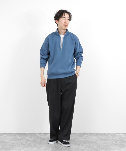 NOLLEY’S(ノーリーズ)の「リブダンボール スタンドハーフジップ プルオーバー 26SS(スウェット・メンズ・グレイッシュブルー/ダークネイビー/ライトグレー/ベージュ・M/S/XL/L)」の16枚目の写真