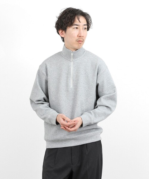 NOLLEY’S（ノーリーズ）の「リブダンボール スタンドハーフZip 26SS（スウェット・メンズ・グレイッシュブルー/ダークネイビー/ライトグレー/ベージュ・M/S/XL/L）」の6枚目の写真