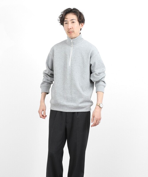 NOLLEY’S（ノーリーズ）の「リブダンボール スタンドハーフZip 26SS（スウェット・メンズ・グレイッシュブルー/ダークネイビー/ライトグレー/ベージュ・M/S/XL/L）」の7枚目の写真