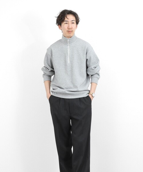 NOLLEY’S（ノーリーズ）の「リブダンボール スタンドハーフZip 26SS（スウェット・メンズ・グレイッシュブルー/ダークネイビー/ライトグレー/ベージュ・M/S/XL/L）」の8枚目の写真
