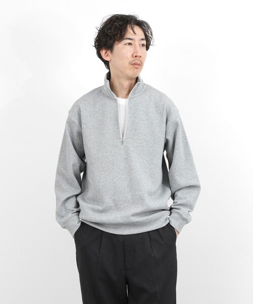 NOLLEY’S（ノーリーズ）の「リブダンボール スタンドハーフZip 26SS（スウェット・メンズ・グレイッシュブルー/ダークネイビー/ライトグレー/ベージュ・M/S/XL/L）」の9枚目の写真