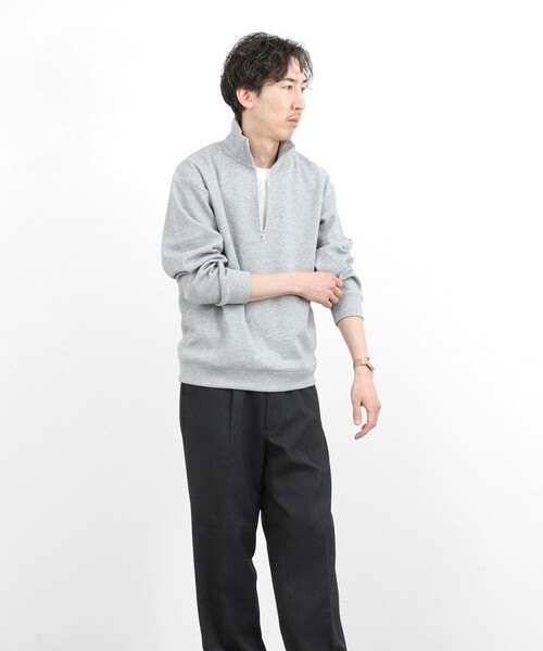 NOLLEY’S（ノーリーズ）の「リブダンボール スタンドハーフZip 26SS（スウェット・メンズ・グレイッシュブルー/ダークネイビー/ライトグレー/ベージュ・M/S/XL/L）」の12枚目の写真
