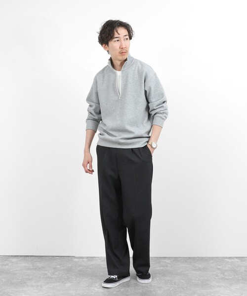 NOLLEY’S（ノーリーズ）の「リブダンボール スタンドハーフZip 26SS（スウェット・メンズ・グレイッシュブルー/ダークネイビー/ライトグレー/ベージュ・M/S/XL/L）」の13枚目の写真