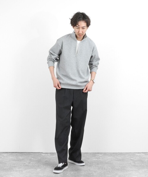NOLLEY’S（ノーリーズ）の「リブダンボール スタンドハーフZip 26SS（スウェット・メンズ・グレイッシュブルー/ダークネイビー/ライトグレー/ベージュ・M/S/XL/L）」の14枚目の写真