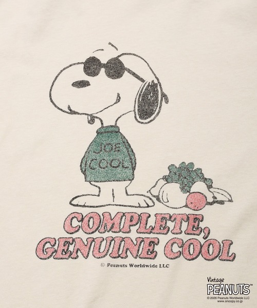 FRUIT OF THE LOOM(フルーツオブザルーム)の「【FRUIT OF THE LOOM】FTL x PEANUTS 19/-スラブ天竺3 / ピーナッツ スヌーピー 半袖Tシャツ(Tシャツ/カットソー・メンズ・アイボリー・L/M/S)」の8枚目の写真