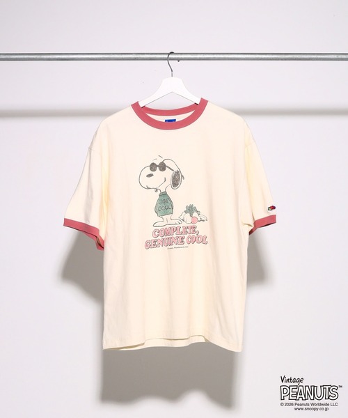 FRUIT OF THE LOOM(フルーツオブザルーム)の「【FRUIT OF THE LOOM】FTL x PEANUTS 19/-スラブ天竺3 / ピーナッツ スヌーピー 半袖Tシャツ(Tシャツ/カットソー・メンズ・アイボリー・L/M/S)」の9枚目の写真