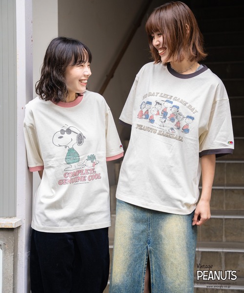 FRUIT OF THE LOOM(フルーツオブザルーム)の「【FRUIT OF THE LOOM】FTL x PEANUTS 19/-スラブ天竺3 / ピーナッツ スヌーピー 半袖Tシャツ(Tシャツ/カットソー・メンズ・アイボリー・L/M/S)」の15枚目の写真