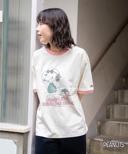 FRUIT OF THE LOOM(フルーツオブザルーム)の「【FRUIT OF THE LOOM】FTL x PEANUTS 19/-スラブ天竺3 / ピーナッツ スヌーピー 半袖Tシャツ(Tシャツ/カットソー・メンズ・アイボリー・L/M/S)」の10枚目の写真