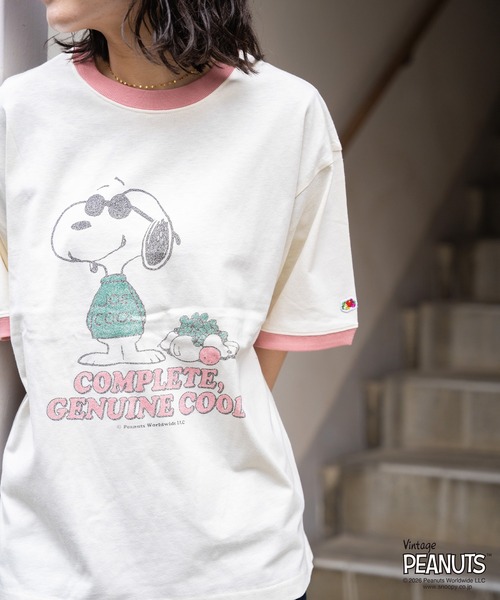 FRUIT OF THE LOOM(フルーツオブザルーム)の「【FRUIT OF THE LOOM】FTL x PEANUTS 19/-スラブ天竺3 / ピーナッツ スヌーピー 半袖Tシャツ(Tシャツ/カットソー・メンズ・アイボリー・L/M/S)」の11枚目の写真