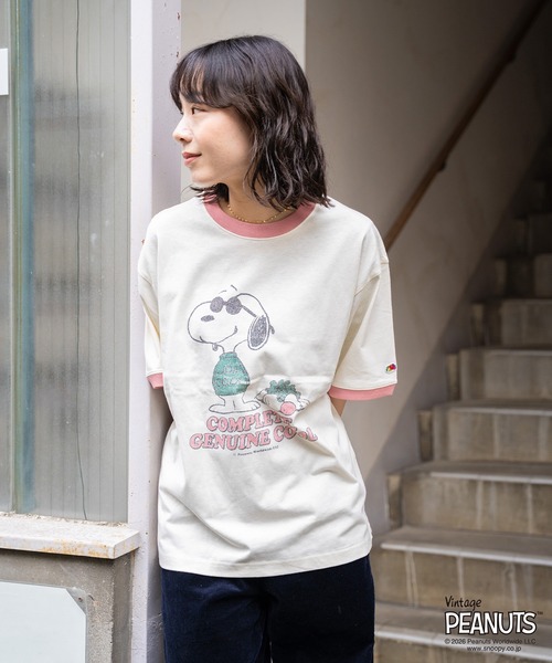 FRUIT OF THE LOOM(フルーツオブザルーム)の「【FRUIT OF THE LOOM】FTL x PEANUTS 19/-スラブ天竺3 / ピーナッツ スヌーピー 半袖Tシャツ(Tシャツ/カットソー・メンズ・アイボリー・L/M/S)」の12枚目の写真