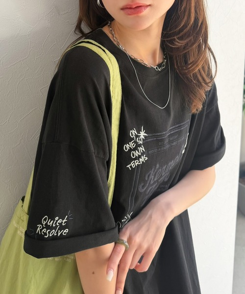 Java(ジャバ)の「《JaVa ジャバコラボ》ゆるっと1枚コーデの主役♪綿100%ヴィンテージプリント半袖刺繍ワンピース(ワンピース・レディース・チャコール/ブラック/アイボリー・LARGE/MEDIUM/SMALL/X-LARGE)」の20枚目の写真