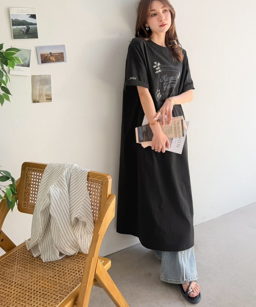 Java(ジャバ)の「《JaVa ジャバコラボ》ゆるっと1枚コーデの主役♪綿100%ヴィンテージプリント半袖刺繍ワンピース(ワンピース・レディース・チャコール/ブラック/アイボリー・LARGE/MEDIUM/SMALL/X-LARGE)」の21枚目の写真